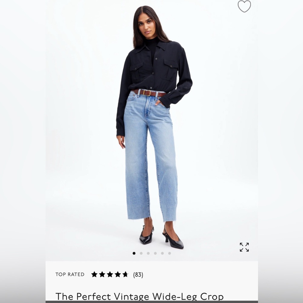 EUC Madewell perfect vintage wide-leg crop jeans in Antonia wash size 25